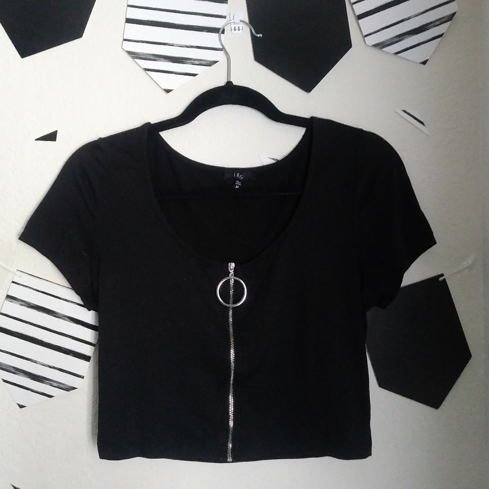 Black Zip Crop Top
